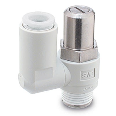SMC AS1F-D Series Threaded Speed Controller, R 1/8 Male Inlet Port x 8mm Tube Outlet Port, AS2301F-01-08SD [AS2301F-01-08SD]; 393-685