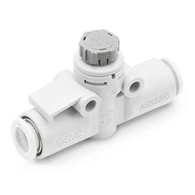 SMC AS-FG Series Tube Speed Controller, 10mm Tube Inlet Port x 10mm Tube Outlet Port, AS3002FG-10A [AS3002FG-10A]; 393-700