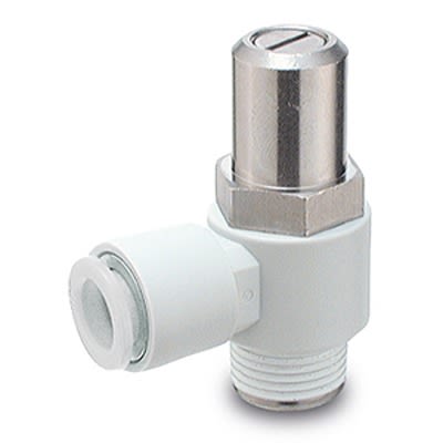 SMC AS1F-D Series Threaded Speed Controller, R 1/4 Male Inlet Port x 10mm Tube Outlet Port, AS3201F-02-10SD [AS3201F-02-10SD]; 393-711