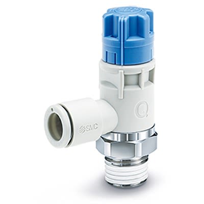 SMC AS-Q Series Threaded Speed Controller, G 3/8 Male Inlet Port x 12mm Tube Outlet Port, AS42Q-G03-12 [AS42Q-G03-12]; 393-736