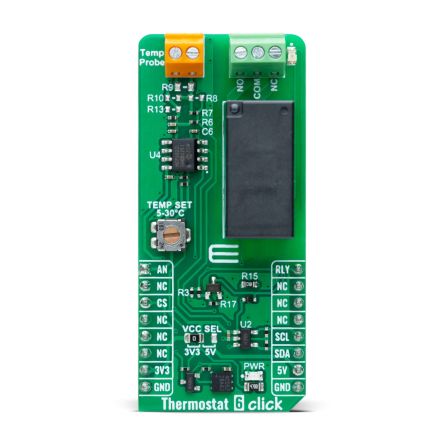 MikroElektronika Thermostat 6 Click Temperature Sensor Board for NTC Thermistor, Relay Temperature Monitoring [MIKROE-6313]; 394-129