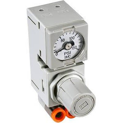 SMC 6 mm Tubing Pneumatic Regulator - 0.05MPa to 0.7MPa, 1MPa max. input, ARM10F1-08BG [ARM10F1-08BG]; 398-270