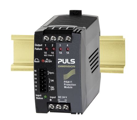 PULS Electronic Circuit Breaker 4A 24V PISA11, 4 channels , Wall Mount [PISA11.401]; 401-708