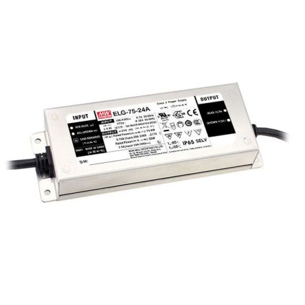 MEAN WELL LED Driver, 12V Output, 75W Output, 5A Output, Constant Current / Constant Voltage [ELG-75-12]; 424-769