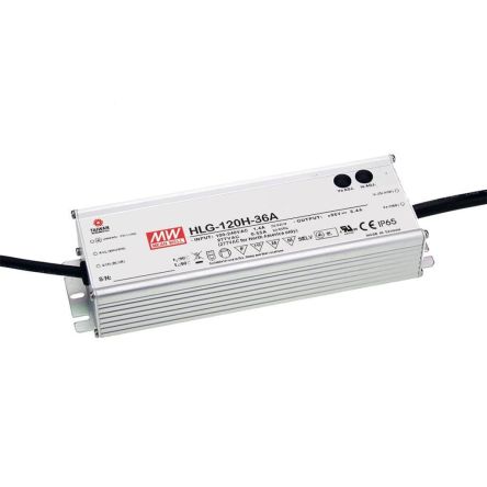 MEAN WELL LED Driver, 30V Output, 120W Output, 4A Output, Constant Current / Constant Voltage [HLG-120H-30A]; 424-783