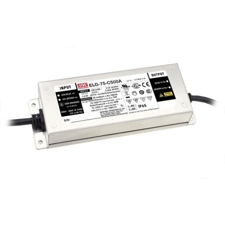MEAN WELL LED Driver, 61V Output, 75W Output, 1.4A Output, Constant Current [ELG-75-C1400D2]; 424-797