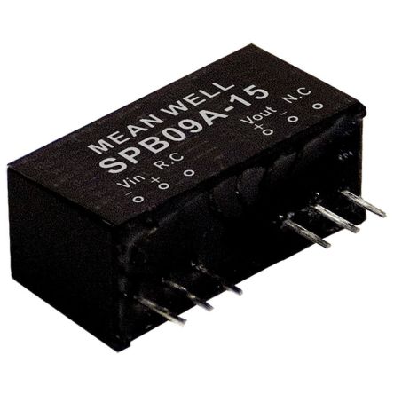 MEAN WELL SPB09B DC-DC Converter, 5V dc/ 1.6A Output, 18 - 36 V dc Input, 9W, +90°C Max Temp -40°C Min Temp [SPB09B-05]; 424-842