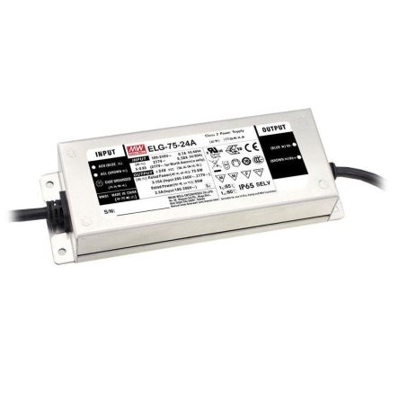 MEAN WELL LED Driver, 48V Output, 75W Output, 1.6A Output, Constant Current / Constant Voltage [ELG-75-48]; 424-911