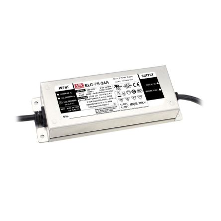 MEAN WELL LED Driver, 12V Output, 75W Output, 5A Output, Constant Current / Constant Voltage [ELG-75-12-3Y]; 424-930
