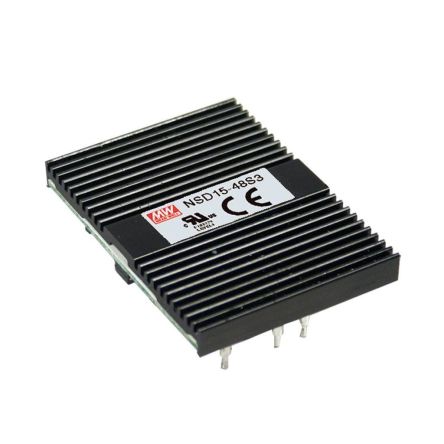 MEAN WELL NSD15-S DC-DC Converter, 5V dc/ 3A Output, 9.8 → 36 V dc Input, 15W, Surface Mount, +70°C Max Temp [NSD15-12S5]; 424-966
