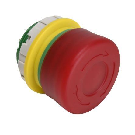 Idec XW1E Series Push Lock Turn Reset Emergency Stop Push Button, Panel Mount, 22mm Cutout, DPST, IP65, IP67, IP69K [XW1E-LV3SG02Q4R]; 427-568