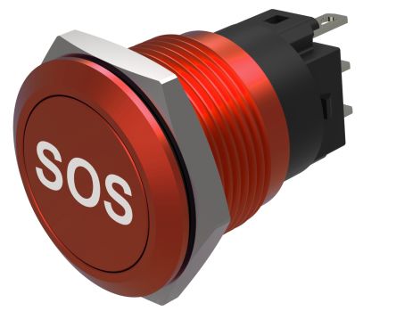 EAO Series 82 Series Push Button Switch, Momentary, Flush Mount, 19mm Cutout, SPST, SPST, IP65, IP67 [82-5751.1000.B015]; 427-579