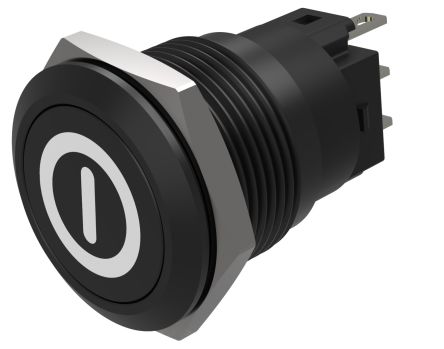 EAO Series 82 Series Push Button Switch, Momentary, Flush Mount, 19mm Cutout, SPST, SPST, IP65, IP67 [82-5951.1000.B001]; 427-580
