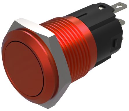 EAO Series 82 Series Push Button Switch, Momentary, Flush Mount, 16mm Cutout, SPST, SPST, IP65, IP67 [82-4751.1000]; 427-608