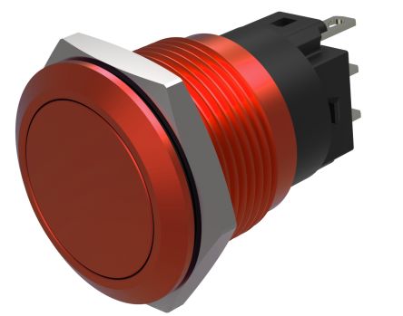 EAO Series 82 Series Push Button Switch, Maintained, Flush Mount, 19mm Cutout, SPST, SPST, IP65, IP67 [82-5751.2000]; 427-612