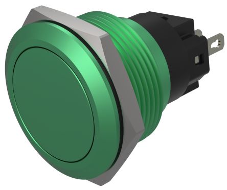 EAO Series 82 Series Push Button Switch, Maintained, Flush Mount, 22mm Cutout, SPST, SPST, IP65, IP67 [82-6851.2000]; 427-618