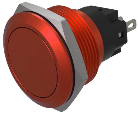 EAO Series 82 Series Push Button Switch, Momentary, Flush Mount, 22mm Cutout, SPST, SPST, IP65, IP67 [82-6751.1000]; 427-630
