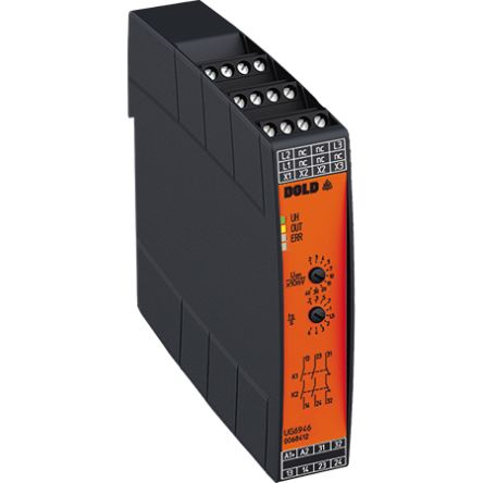 Dold Monitoring Relay, 3 Phase, 2NO/1NC, 12 → 240V ac/dc, DIN Rail [UG6946.02PS 20-400mV 0,2-6s UH=DC24V]; 427-653