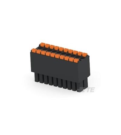 TE Connectivity 1-2842 Series PCB Terminal Block, 20-Contact, 3.5mm Pitch, Board Mount, 2-Row, Push In Termination [1-2842487-0]; 428-620