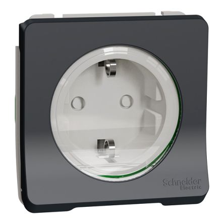 Schneider Electric Mureva Styl Black, White Plug Socket, 2P + E Poles, 16A, Indoor, Outdoor Use [MUR36134]; 428-684