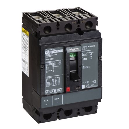 Schneider Electric, PowerPact MCCB 3P 10A, Breaking Capacity 18 kA, DIN Rail Mount [NHGL36040]; 428-687