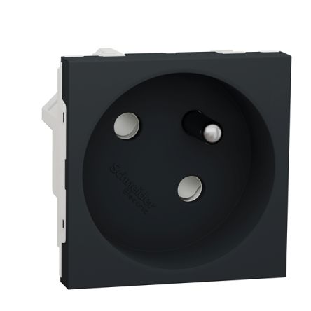 Schneider Electric Unica Black, White Plug Socket, 2P + E Poles, 16A [NU304954]; 428-775