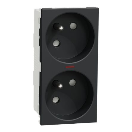 Schneider Electric Unica Black, White Plug Socket, 2P + E Poles, 16A [NU306954S]; 428-777