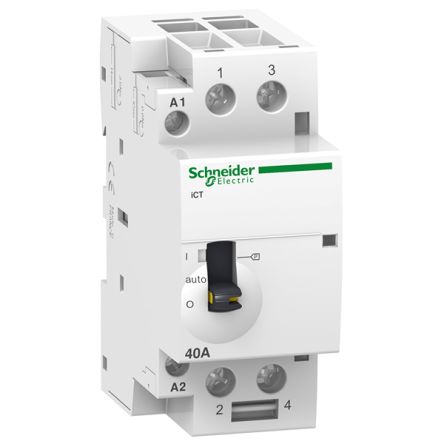 Schneider Electric Acti9 Acti9 iCT Contactor, 24 V Coil, 2-Pole, 63 A, 1.6 W, 2NO, 24 V [A9C21162]; 428-814