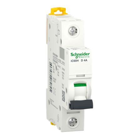 Schneider Electric Acti9 Acti9 iC60 MCB, 1P, 4A Curve D, 500V AC, 1000 A Breaking Capacity [A9F85104]; 428-820