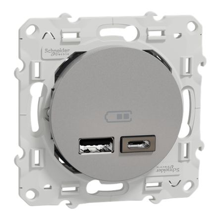 Schneider Electric Straight, Screw, Socket- Dual Port Type Type A, Type C USB A, USB C IP20 USB Connector [S530401]; 428-911
