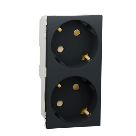 Schneider Electric Unica Black, White Plug Socket, 2P + E Poles, 16A, Schuko [NU306754A]; 429-015