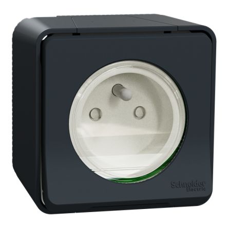 Schneider Electric Mureva Styl Black, White Plug Socket, 2P + E Poles, 16A, Indoor, Outdoor Use [MUR35031P]; 429-126
