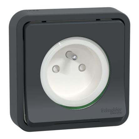Schneider Electric Mureva Styl Black, White Plug Socket, 2P + E Poles, 16A, Indoor, Outdoor Use [MUR35036]; 429-128
