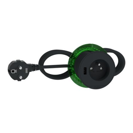 Schneider Electric 2m 4 Socket USB A Extension Lead Open Reel, 230 V, IP44 [INS44007]; 429-351
