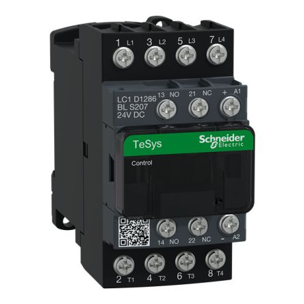 Schneider Electric TeSys TeSyS D Contactor, 440 V Coil, 4-Pole, 25 A, 4 W, 2NC/2NO, 24 V [LC1D1286BLS207]; 429-387