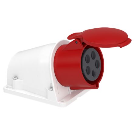 Schneider Electric, Mureva IP44 Grey Wall Mount 3P + N + E Angled Socket Socket, Rated At 32A, 380 → 415 V [PKY32W435]; 429-441