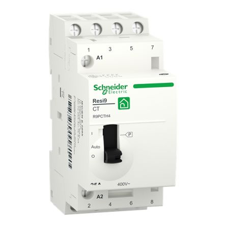 Schneider Electric Resi9 Resi9 Contactor, 220 V Coil, 4-Pole, 25 A, 1.6 W, 4NO, 400 V [R9PCTH4]; 429-449