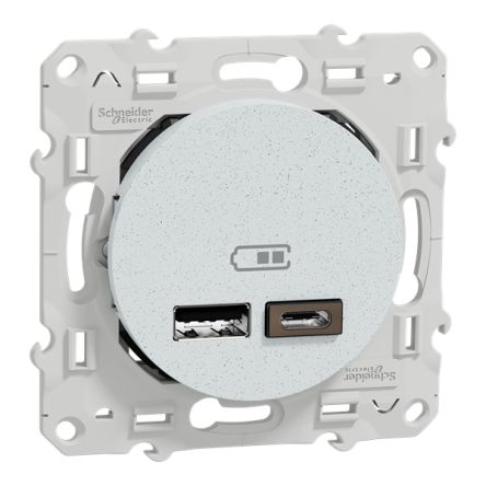 Schneider Electric Straight, Screw, Socket- Dual Port Type Type A, Type C USB A, USB C IP20 USB Connector [S510401]; 429-461
