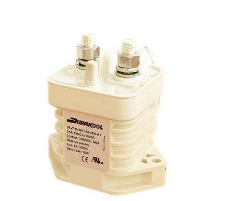 Durakool DEVR20 Contactor, 24 V dc Coil, 1-Pole, 200 A, 5 W, NO, 1 kV dc [DEVR20-5091-S8-D024-R1/3]; 431-997
