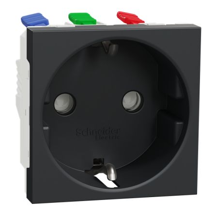 Schneider Electric Unica Black, White Plug Socket, 2P + E Poles, 16A, Schuko [NU305754]; 432-793