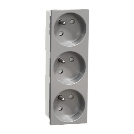 Schneider Electric Unica Grey Plug Socket, 2P + E Poles, 16A [NU307930]; 432-795