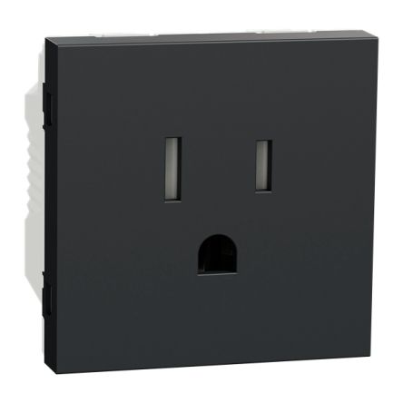 Schneider Electric Unica Black, White Plug Socket, 2P + E Poles, 15A [NU302854]; 432-928