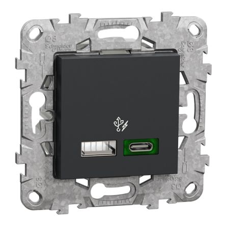 Schneider Electric, Unica IP20 Black Flush Mount Industrial Power, Rated At 3A, 240 V ac [NU501354]; 432-942