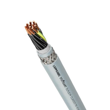 Lapp Olflex Classic Control Cable, 2 Cores, 1 mm², CY, Screened, Grey PVC Sheath, 18 AWG [0026230]; 433-317