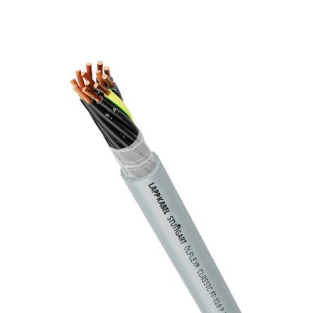 Lapp Olflex Classic Control Cable, 3 Cores, 1.5 mm², P, Unscreened, Grey Polyurethane PUR Sheath, 16 AWG [0026350]; 433-323