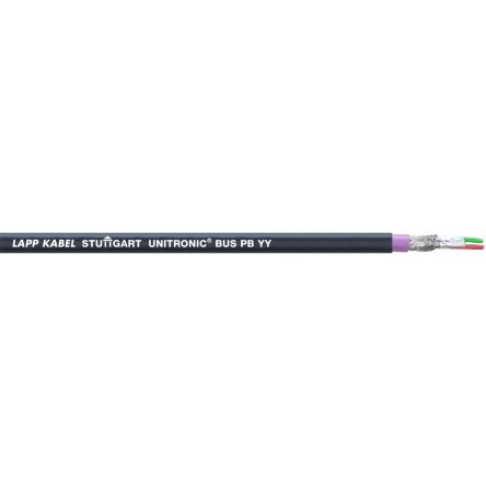 Lapp UNITRONIC BUS Series Bus Cable, 2 Cores, Screened, Aluminium Foil, Tinned Copper Braid Shield, PROFIBUS Cable [2170236]; 433-366