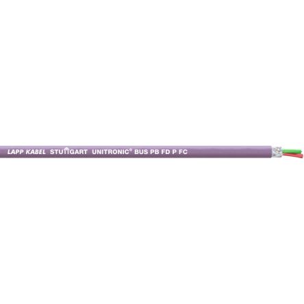Lapp UNITRONIC BUS Series Bus Cable, 2 Cores, Screened, Aluminium Foil, Tinned Copper Braid Shield, PROFIBUS Cable [2170322]; 433-372