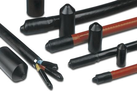 HellermannTyton End Cap Black, Polyolefin Cross Linked (POX) Adhesive Lined, 105mm [416-16053]; 433-759