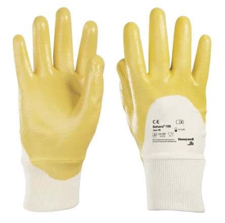 Honeywell Safety Sahara 100 Yellow Nitrile Assembly, Automotive Industry, Construction, Emergency Services Work Gloves, [010007141E]; 434-395