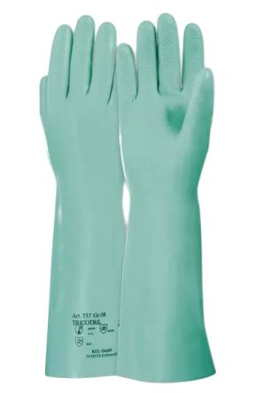 Honeywell Safety TRICOTRIL 737 Green Nitrile Chemical Resistant, General Purpose Work Gloves, Size 8, Cotton Coating [737-8]; 434-404
